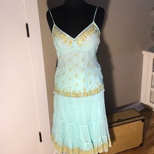 India Inspired 100% Silk 2 Piece Set Sz M